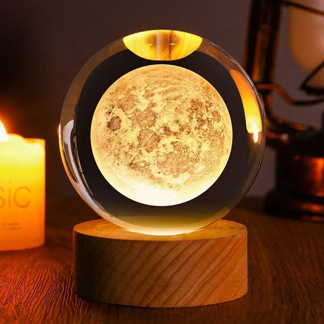 3D Moon Crystal Night Lamp