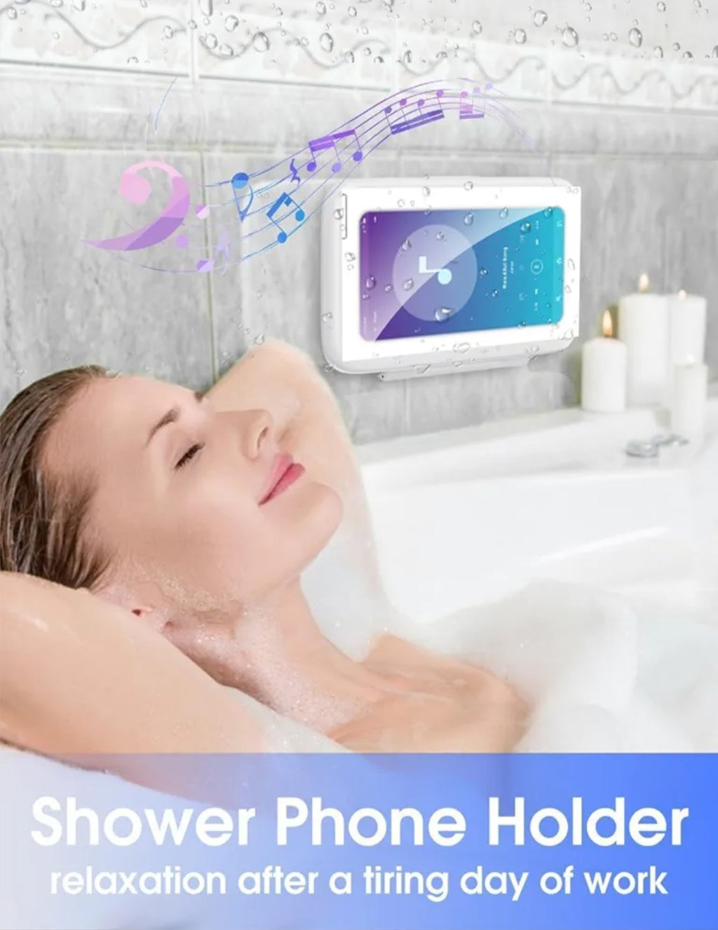 Shower Holder Waterproof 360 Rotatable Bath Smartphone Holder Wall Mounted Mobile Holder
