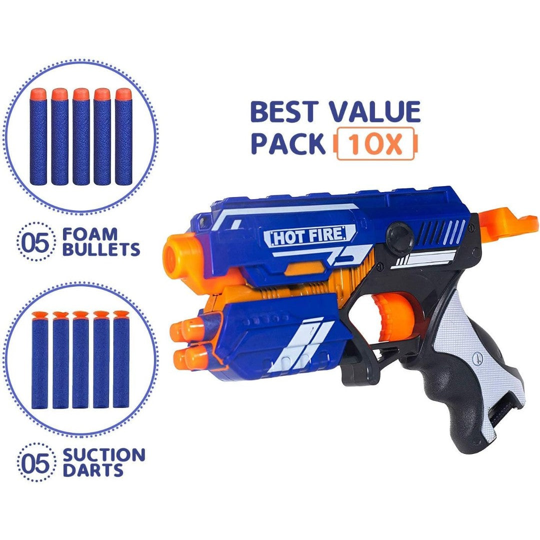 Dart Gun Toy with 10 Soft Foam Bullets – Safe Shooting Blaster for Kids with Suction Darts & Foam Bullets