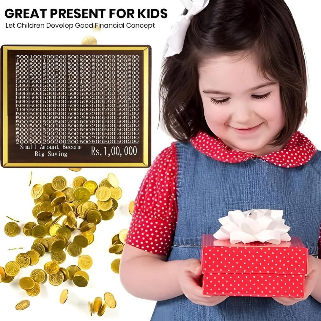 Wooden Money Saving Box – Smart Piggy Bank for Kids & Adults