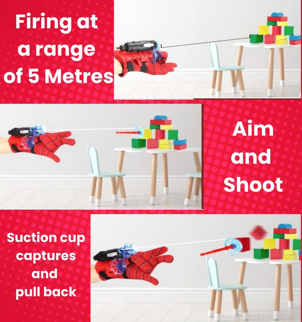 Spiderman Web Shooter Dart Gun Toy with Gloves & Darts for Kids