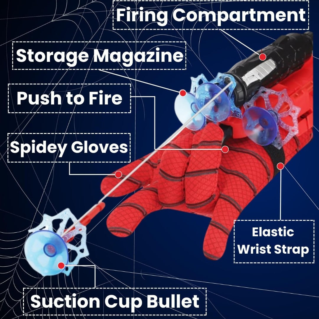 Spiderman Web Shooter Dart Gun Toy with Gloves & Darts for Kids