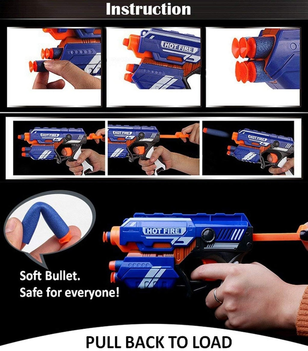 Dart Gun Toy with 10 Soft Foam Bullets – Safe Shooting Blaster for Kids with Suction Darts & Foam Bullets