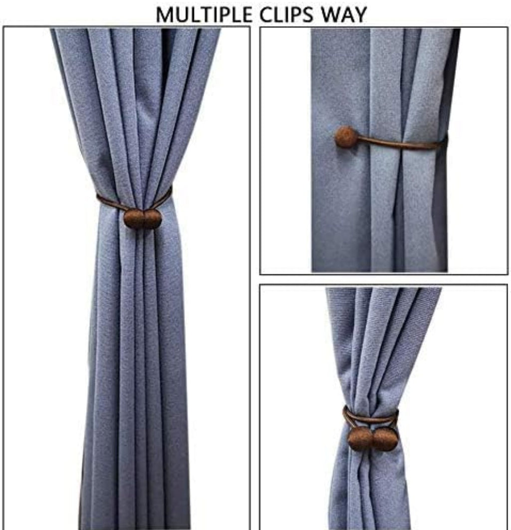 Magnetic Curtain Tiebacks Curtain Clips Rope Holdbacks Curtain Weaving Holder Buckles for Home Office Decoration (1 Pair, 2 Pcs)