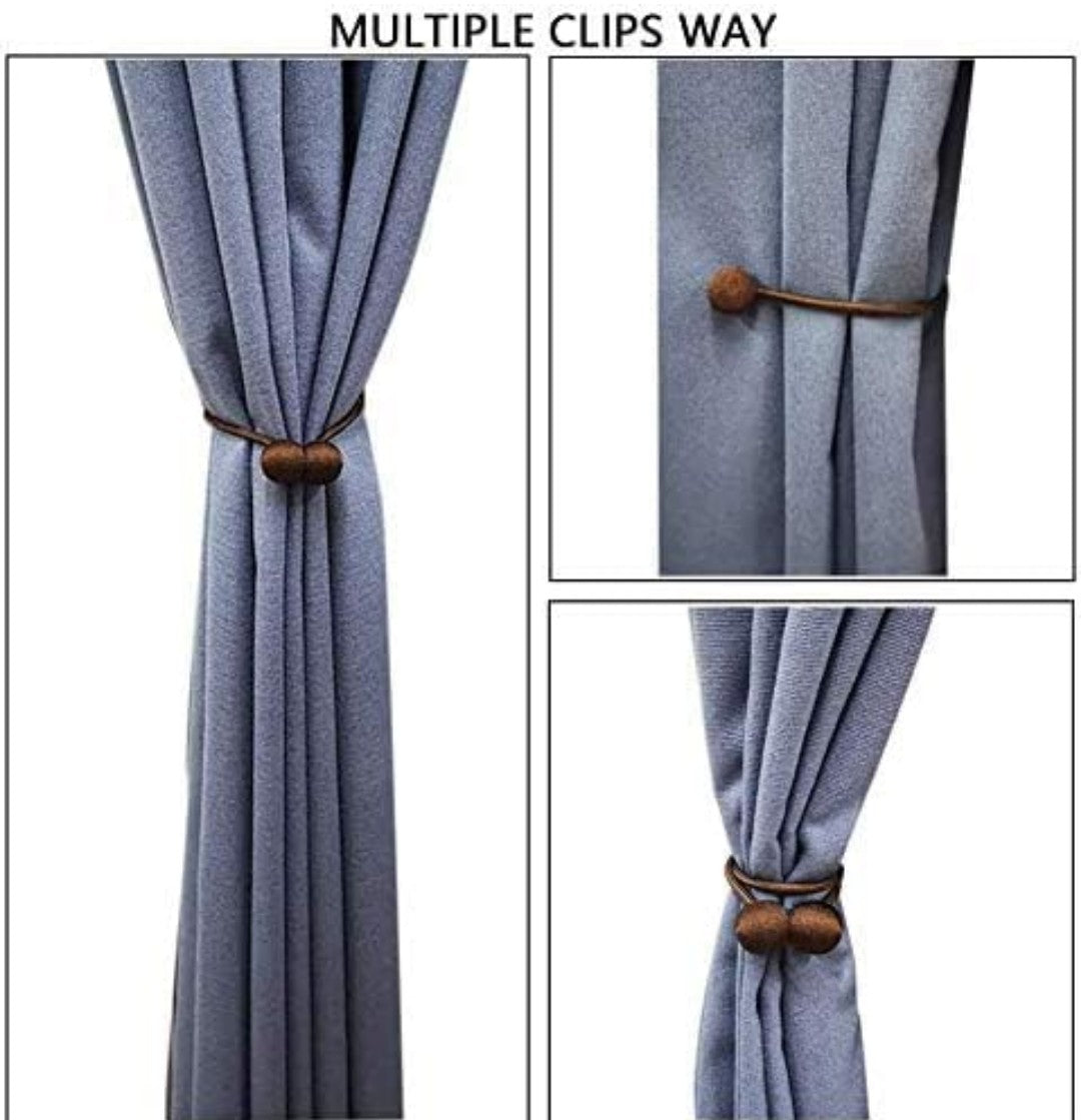 Magnetic Curtain Tiebacks Curtain Clips Rope Holdbacks Curtain Weaving Holder Buckles for Home Office Decoration (1 Pair, 2 Pcs)